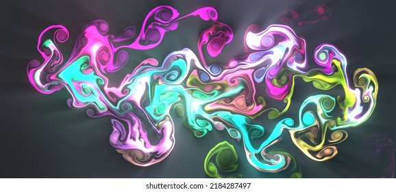 Abstract Illustration Artistic Red Blue Fire Ink Led Lights Watercolor Fluid Simulation Spread Splash Design Black Background 