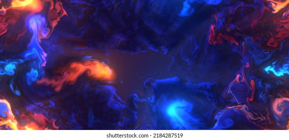 Abstract Illustration Artistic Red Blue Fire Ink Led Lights Watercolor Fluid Simulation Spread Splash Design Black Background 