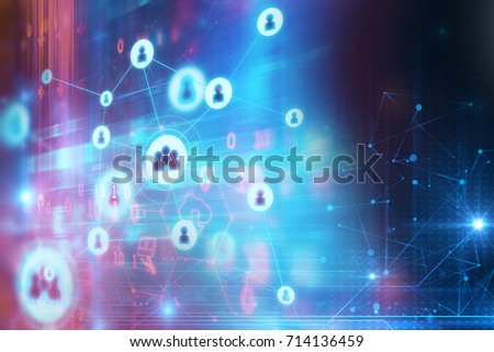abstract illustration background with user icon and connecting dots and lines .Business and global connection concept.