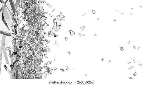 Abstract Illustration of Broken Glass into Pieces isolated on white background