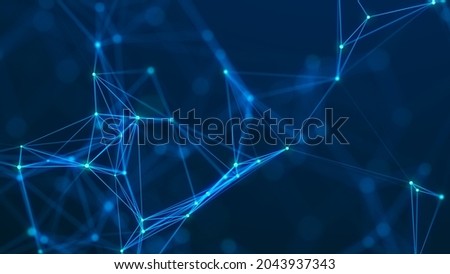 Abstract illustration with connected dots and lines. Digital network background. The concept of science, technology. 3D rendering.