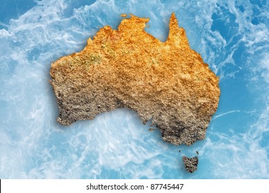 Abstract Illustration Of Drought In Australia. Global Warming, Climate Change, Stop Global Warming, Drought Monitor, Water Drought.