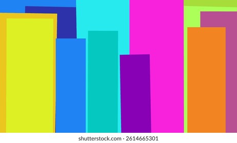 Abstract illustration featuring vibrant colorful blocks standing vertically, creating a modern, playful, and visually striking composition