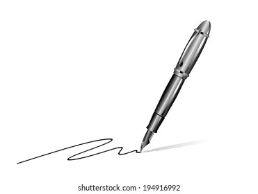 abstract illustration of noble fountain pen writing something