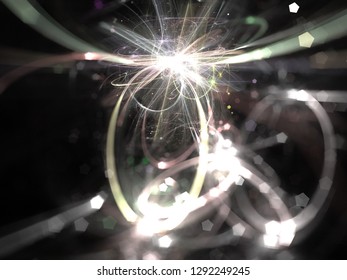 Abstract Illustration - Particle Collision, Explosion Of Light, Hadron Collider, Flying Through A Wormhole, Space Warp, Black Hole, Creation, Spark Of Light, Sparkler, Brilliant Glowing Light, Bokeh