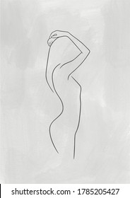Abstract illustration. Poster. Female body contour.