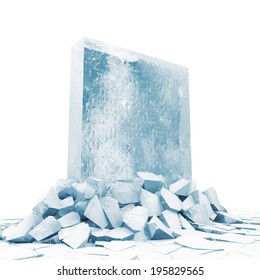 Abstract Illustration Of Solid Ice Block Breaking Through From Ice Floor