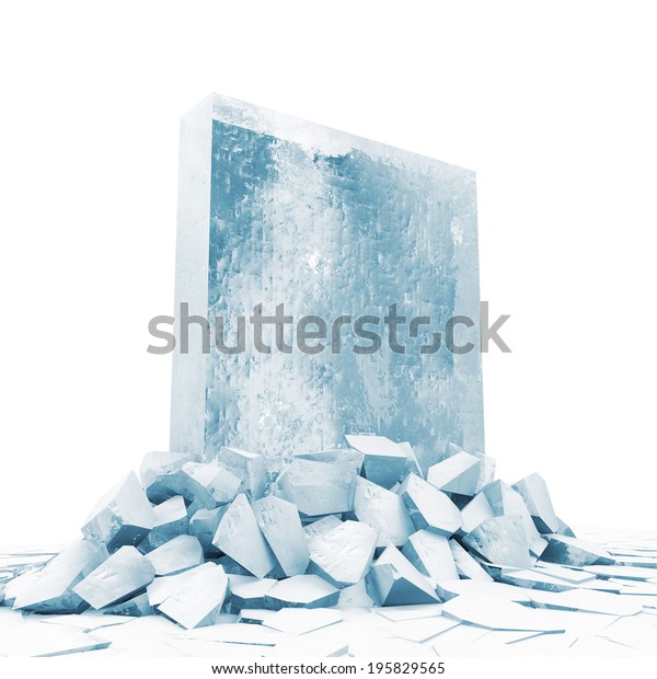 Abstract Illustration of Solid Ice Block Breaking\
Through From Ice\
Floor