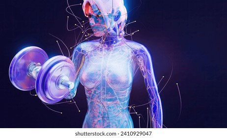 Abstract illustration of a woman with weights - Powered by Shutterstock