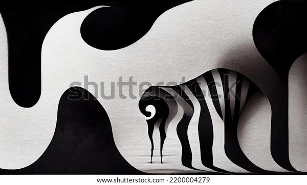 Abstract illustration with zebra stripes. Wall art concept.
