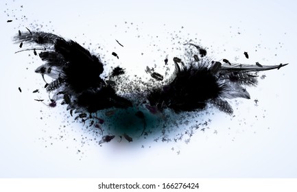 Abstract image of black wings against light background