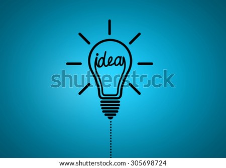Abstract image with drawn light bulb on blue background