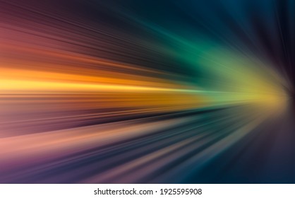 Abstract Image Of Driving In The Tunnel At Night SPEED MOTION BACKGROUND On The Road At Dark.