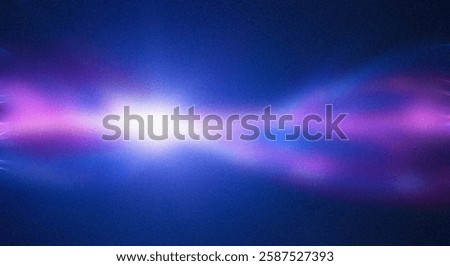 An abstract image featuring a central bright white light source with radiating blue and purple beams, resembling a cosmic nebula or energy burst. The background is a deep blue.