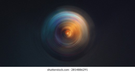 Abstract image featuring concentric circles emanating from a vibrant central light source. The warm orange and blue hues create a mesmerizing, swirling effect against a dark background.