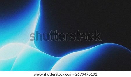 Abstract image featuring flowing, luminous blue shapes against a dark background. The forms are smooth and organic, creating a sense of movement and fluidity.