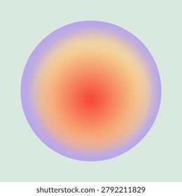 Abstract image featuring a gradient circle with a red center, transitioning to orange and yellow, surrounded by a purple border on a light background.