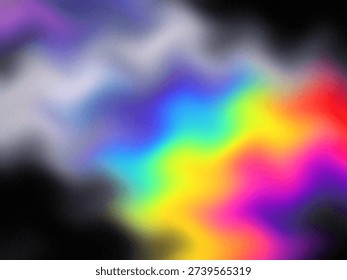 Abstract image featuring a smooth gradient of vivid rainbow colors blending seamlessly with soft light diffusion and bokeh effects.