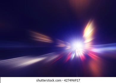 Abstract Image Of High Speed On The Road At Night.