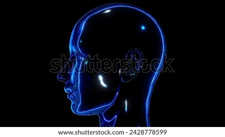 An abstract image of an isolated reflective human head.