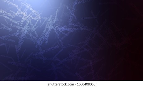 Abstract Image With A Randomly Filled Word HOMECOMING On A Background With Black, Deep Blue Color. Template For Banner Or Presentation.