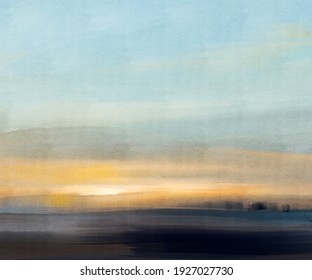 Abstract Impressionism. Landscape. Modern Painting.  Hand-drawn Illustration. 