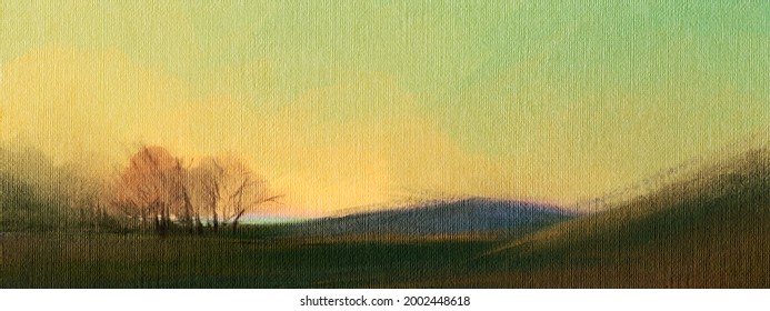 Abstract Impressionism. Landscape. Modern Painting.  Hand-drawn Illustration. 