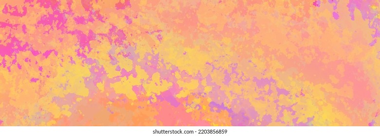 Abstract Impressionistic Background Painting In Colorful Orange Pink Purple And Yellow Colors. Artsy Paint Spatter Texture Design.