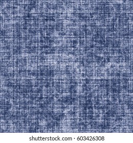 Abstract indigo tie-dyed subtle checked fabric textured background. Seamless pattern.