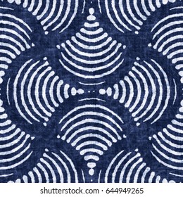 Abstract indigo-dyed striped petaled background. Seamless pattern.