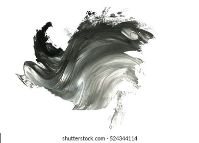 Abstract ink background. Marble style. Black and white paint stroke texture. Macro image of spackling paste. Wallpaper for web and game design. Drywall mud art. Smear of painterly plaster on paper.
