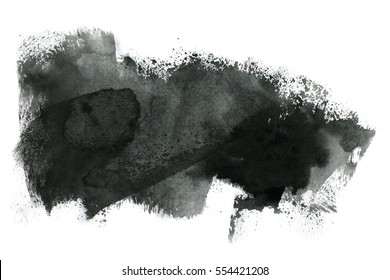 Abstract ink background. Marble style. Black paint stroke texture on white paper. Wallpaper for web and game design. Grunge mud art. Macro image of pen juice. Dark Smear.