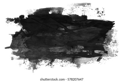 Abstract Ink Background. Marble Style. Black Paint Stroke Texture On White Paper. Wallpaper For Web And Game Design. Grunge Mud Art. Macro Image Of Pen Juice. Dark Smear.

