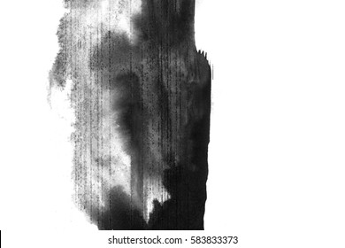 Abstract Ink Background. Marble Style. Black Paint Stroke Texture On White Paper. Wallpaper For Web And Game Design. Grunge Mud Art. Macro Image Of Pen Juice. Dark Smear.
