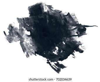 Abstract Ink Background. Marble Style. Black Paint Stroke Texture On White Paper. Wallpaper For Web And Game Design. Grunge Mud Art. Macro Image Of Pen Juice. Dark Smear.
