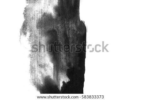 Abstract ink background. Marble style. Black paint stroke texture on white paper. Wallpaper for web and game design. Grunge mud art. Macro image of pen juice. Dark Smear.
