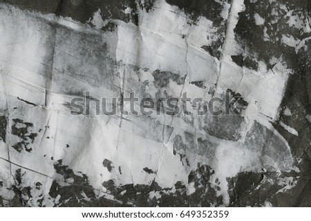 Abstract ink background. Marble style. Black paint stroke texture on white paper.  Grunge mud art. Macro image of spackling paste. Gouache wallpaper for web design. Drywall mud art. Painterly plaster