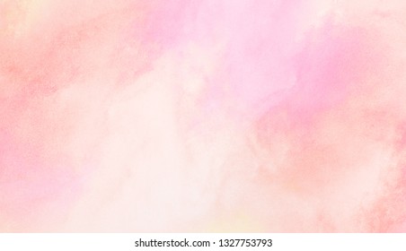 Abstract ink painted magenta shades aquarelle illustration. Watercolor canvas for creative grunge design, vintage cards, retro templates. Soft pastel pink watercolour background on white paper texture