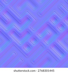 Abstract interconnected geometric tech pattern normal map for sci-fi wall panels and futuristic hard surface 3D modeling.