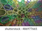 Abstract interior with array of smooth glass colored tubes.. 3D illustration and 3D rendering 