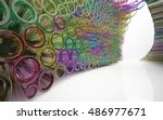 Abstract interior with array of smooth glass colored tubes.. 3D illustration and 3D rendering 