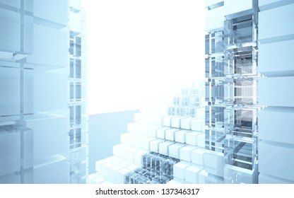 Abstract interior of glass blocks