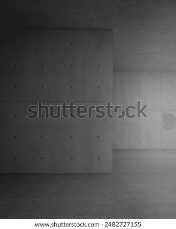 Abstract interior space background. 3d rendering of empty room with concrete wall.