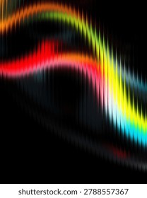 Abstract intersecting wavy lines of spectral light in red yellow and blue with vertical texture, the colorful composition creates a modern and energetic visual, abstract