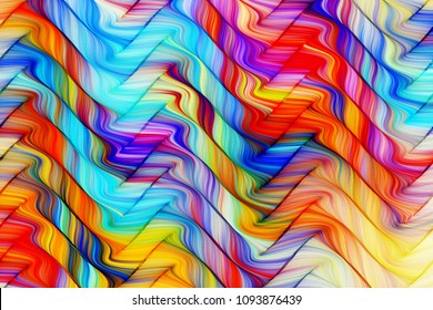 Abstract intricate rainbow wavy pattern. Fractal background. Fantasy digital art. 3D rendering.