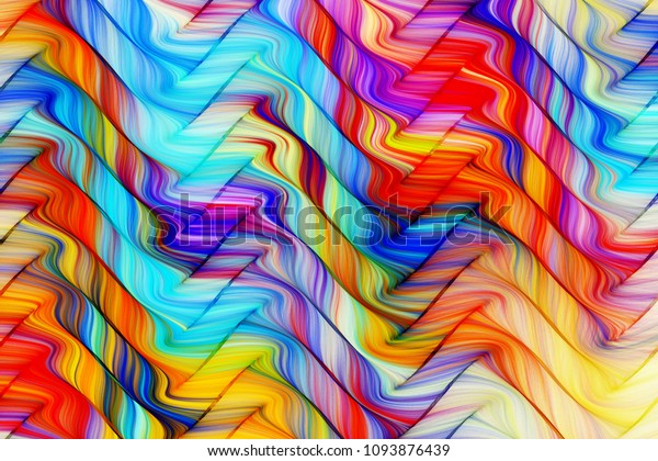 抽象的な複雑な虹の波のパターン フラクタルの背景 ファンタジーデジタルアート 3dレンダリング のイラスト素材