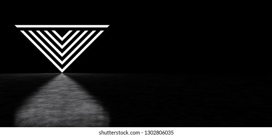 Abstract Inverted Pyramid Consisting Of Luminous Stripes. 3D Render