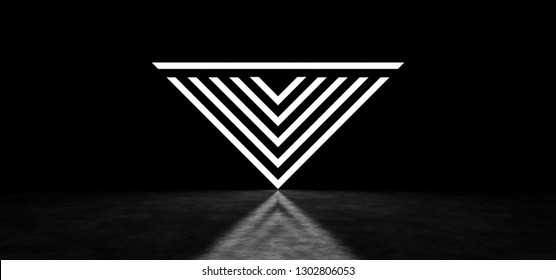 Abstract Inverted Pyramid Consisting Of Luminous Stripes. 3D Render