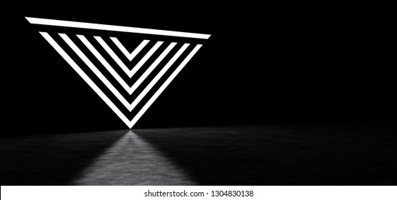 Abstract Inverted Pyramid Consisting Of Luminous Stripes. 3D Render