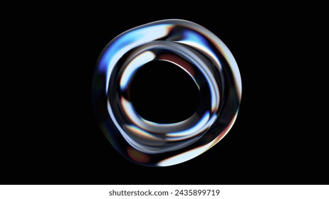 Abstract iridescent shape, 3d render